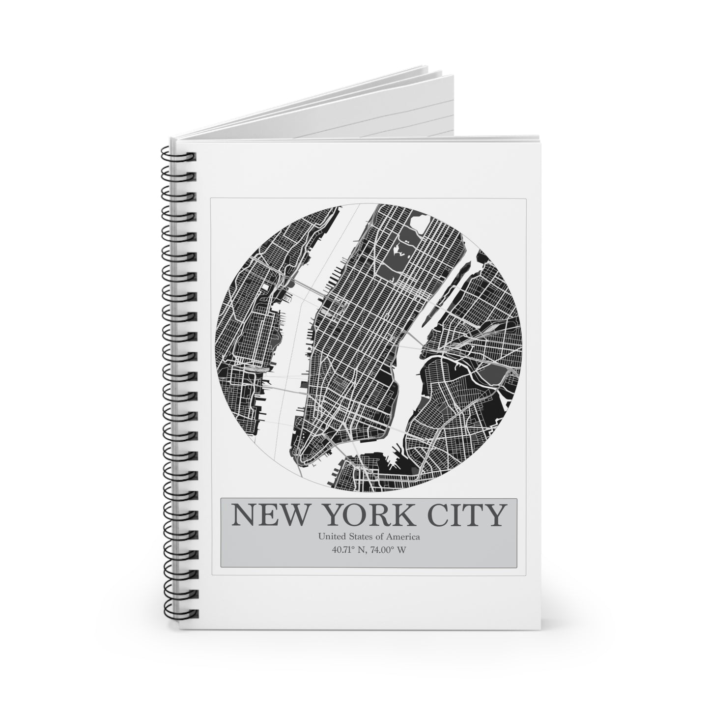 New York City - LatLong series - Spiral Notebook - Line Ruled