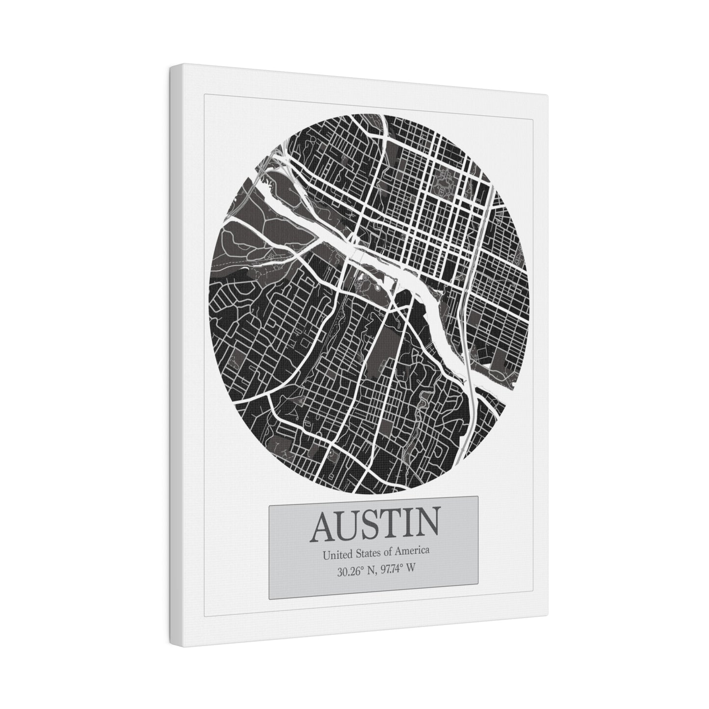 Austin - LatLong series - Matte Canvas