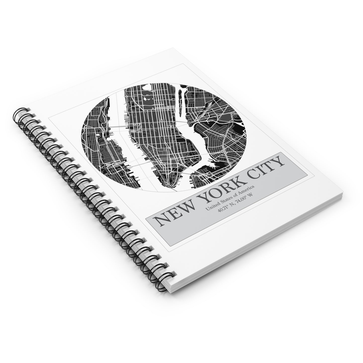 New York City - LatLong series - Spiral Notebook - Line Ruled