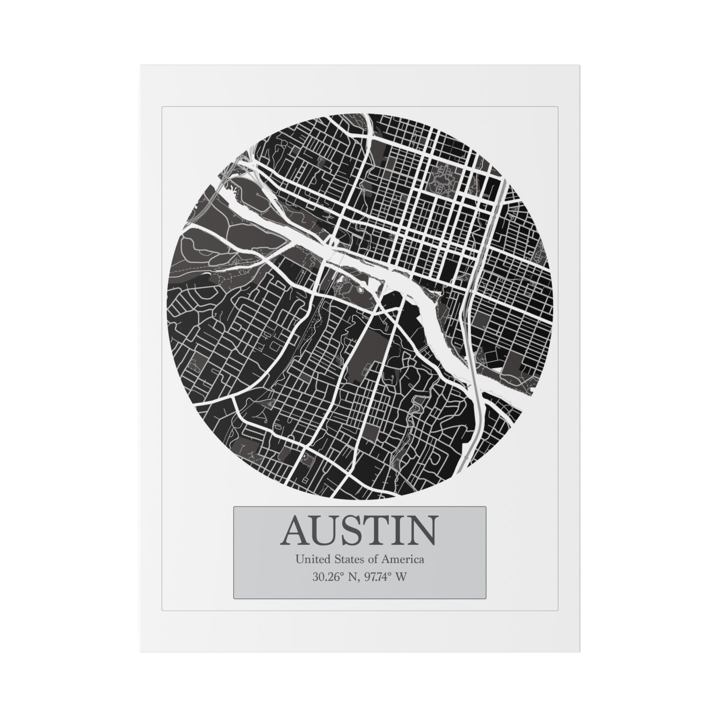 Austin - LatLong series - Matte Canvas