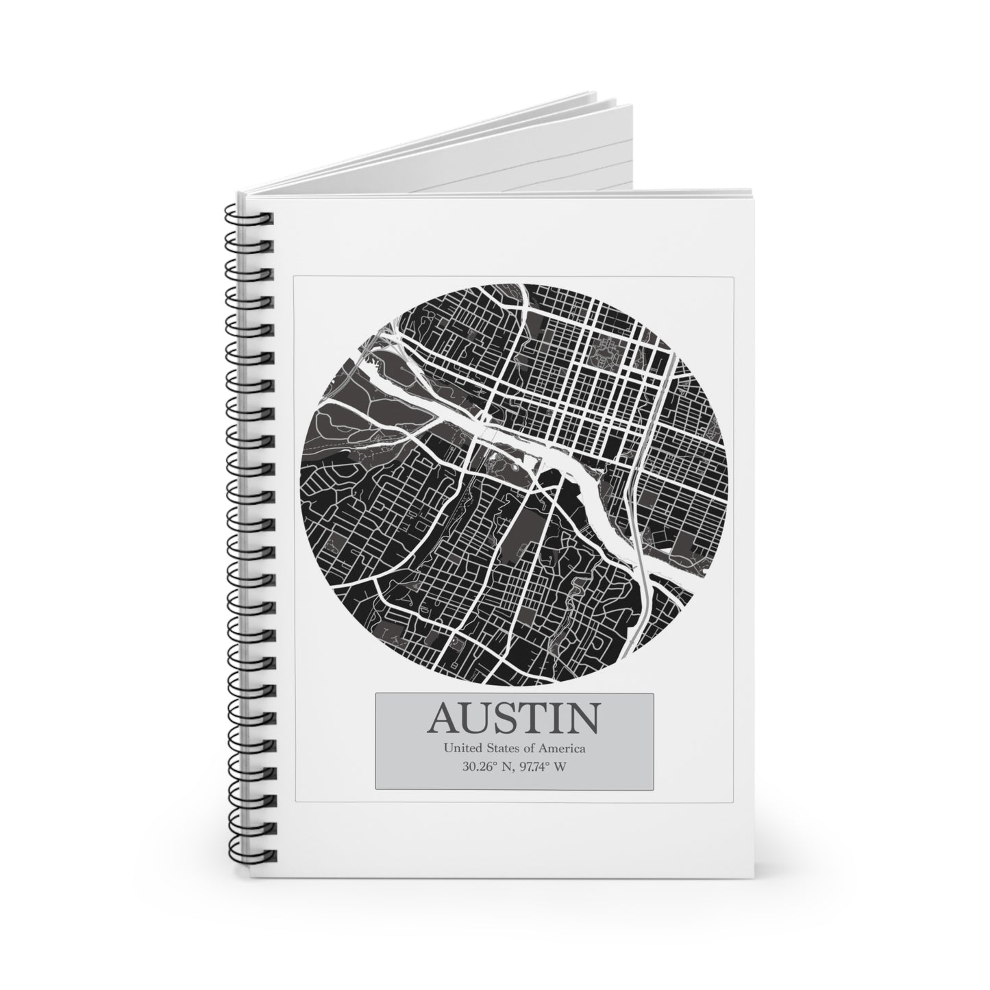 Austin - LatLong series - Spiral Notebook - Line Ruled