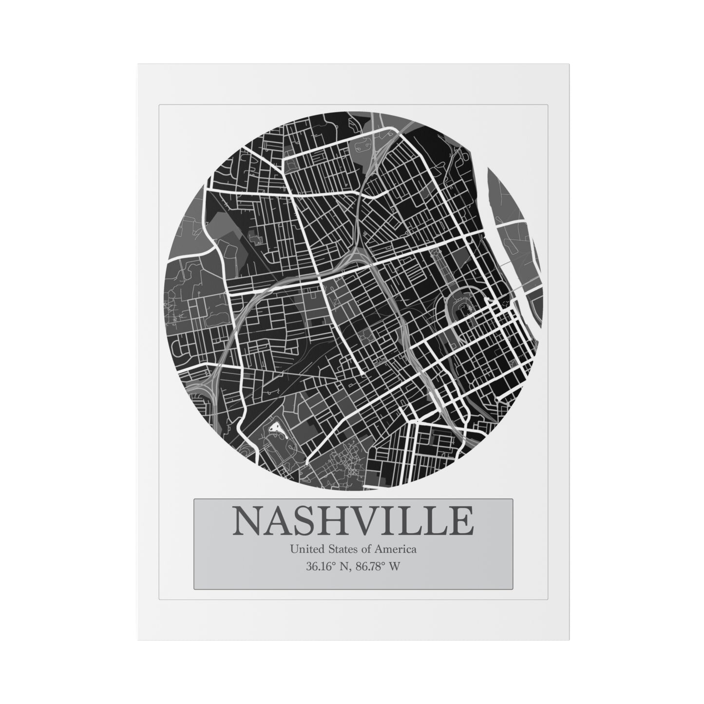 Nashville - LatLong series - Matte Canvas